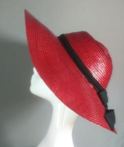 capeline en paille vernie rouge Mary Colibri