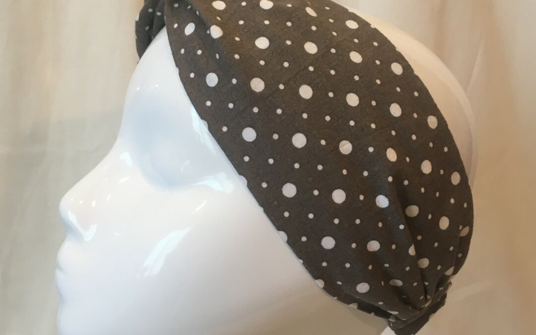 Bandeau double pois taupe